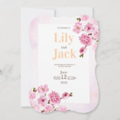 さくら 水彩 花 モダン ウェディング 招待状 (正面)