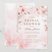 さくら 蝶 花 フラワーブライダルシャワー 招待状 (正面/裏面)