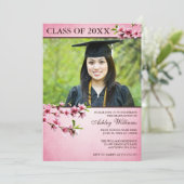 さくら Vintage ピンク フォト 卒業 招待状 (スタンド正面)
