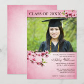 さくら Vintage ピンク フォト 卒業 招待状 (正面/裏面)