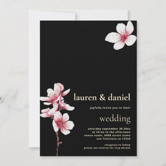 さくらQRコード Champagne Gold ブラック 招待状 (正面)