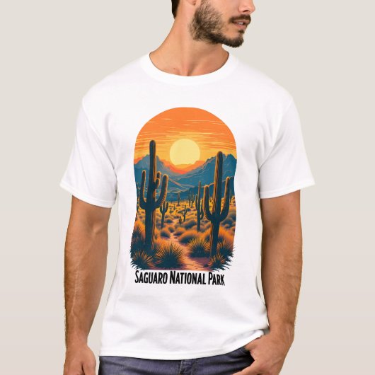 さぐろ国立公園サンセット – 砂漠の風景 Tシャツ (正面)