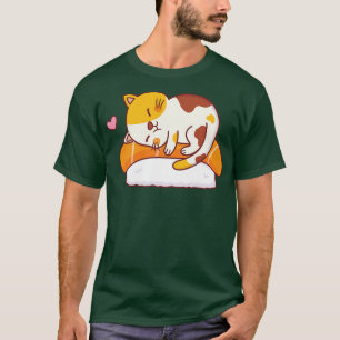 さけ寿司が大好きのかわいい猫 Tシャツ