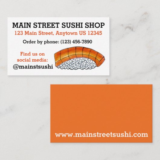 さけ日本のの握り寿司店 名刺 (正面/裏面)