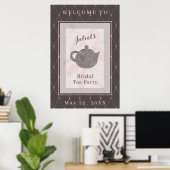 ささやかなピンクとディープタウペのブライダルティーウェルカムサイン ポスター (ホームオフィス)