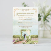 ささやかなボタニカ ウェディング RSVP カード – 水彩 (スタンド正面)