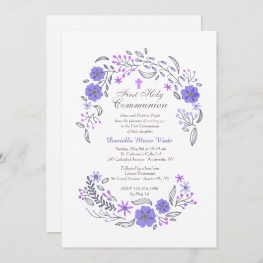 ささやきのラベンダーの招待状を温和にして下さい 招待状 (正面/裏面)