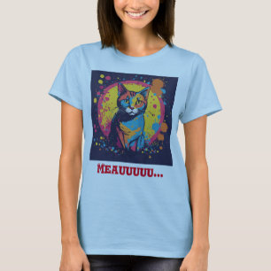 『ささやきピカソ猫画家ライトブルーTee』 Tシャツ