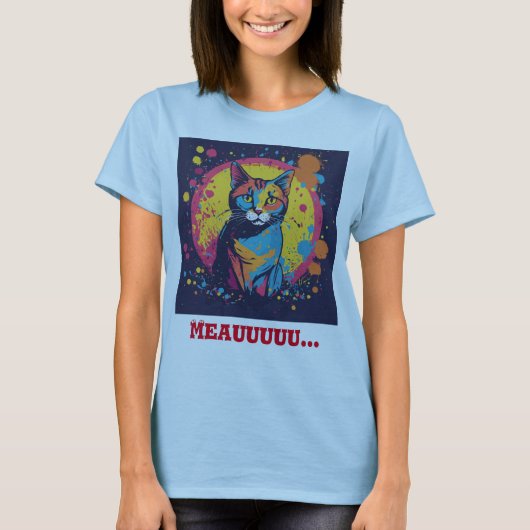 『ささやきピカソ猫画家ライトブルーTee』 Tシャツ (正面)