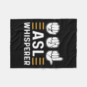 ささやき手。ASL アウェアネス ハンド サイン 言語 聴覚障害者 P フリースブランケット (正面(横))