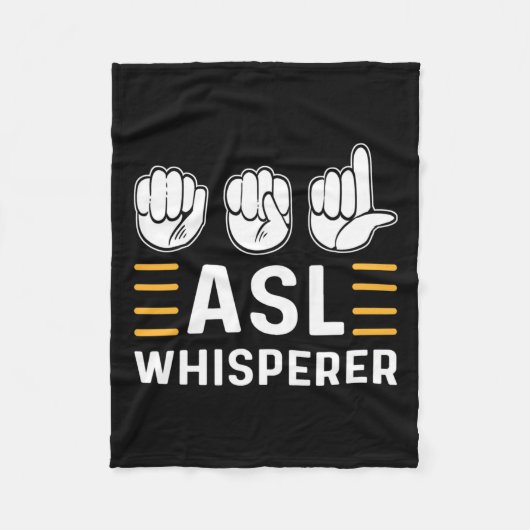 ささやき手。ASL アウェアネス ハンド サイン 言語 聴覚障害者 P フリースブランケット (正面)