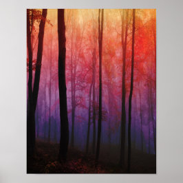 ささやき森、木々の森の風景アート ポスター