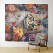 ささやき調和:キャットブロッサムフローラタペストリー タペストリー (インサイチュ(横))