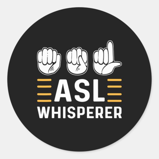 ささやき。Asl認識度ハンドサイン言語ろう者P ラウンドシール (正面)