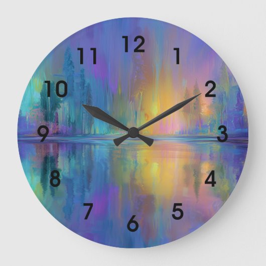 ささやくような森の中で、神秘的で癒やされるだろう。 ラージ壁時計 (正面)