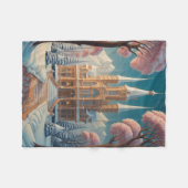 ささやく夢の城 フリースブランケット (正面(横))