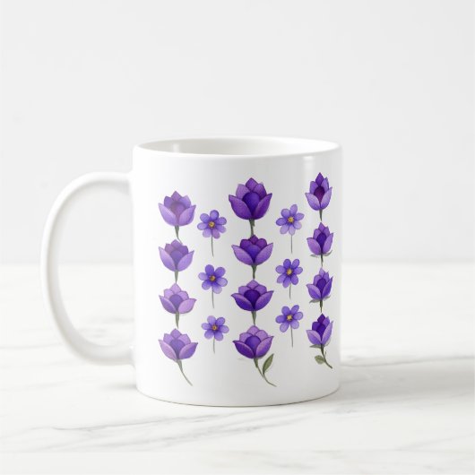 ささやく紫の花 コーヒーマグカップ (左)