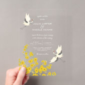 ささやく鳥 春の花 結婚式 アクリル招待状 (インサイチュ (ポータブル))