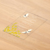 ささやく鳥 春の花 結婚式 アクリル招待状 (レイダウン)