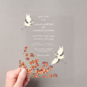 ささやく鳥 春の花 結婚式 アクリル招待状 (インサイチュ (ポータブル))