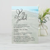 さざ波サンドアクアウォーターフォトモダンビーチ結婚式 招待状 (スタンド正面)