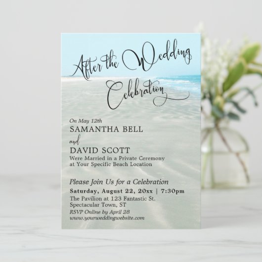 さざ波サンドアクアウォーター後のビーチ結婚式イベント 招待状 (スタンド正面)