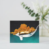 さじの穀物およびミルクの絵画の郵便はがき ポストカード (スタンド正面)