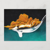 さじの穀物およびミルクの絵画の郵便はがき ポストカード (正面)