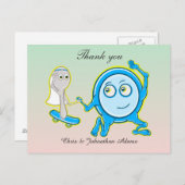 さじ走の付いた皿は結婚有難う ポストカード (正面/裏面)