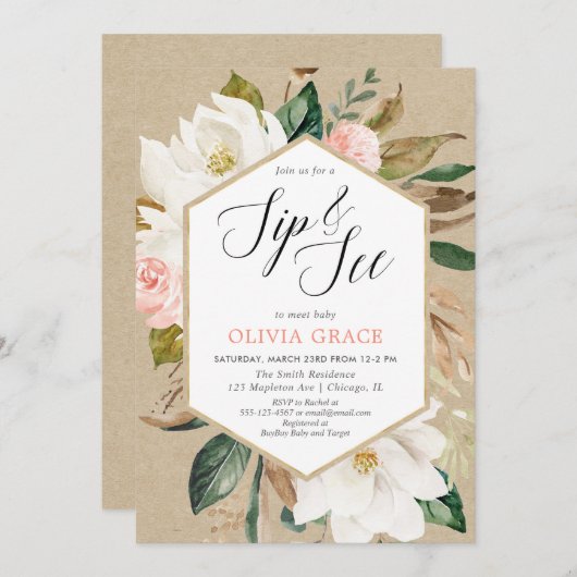 さすりと見ると田舎の赤ちゃんフローラ 招待状 (正面/裏面)