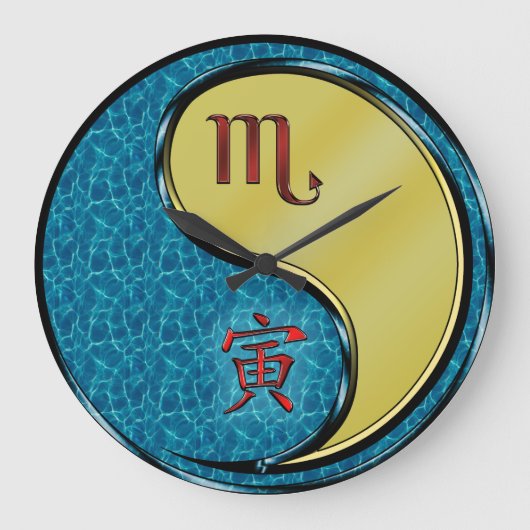 さそり座と金属の虎 ラージ壁時計 (正面)