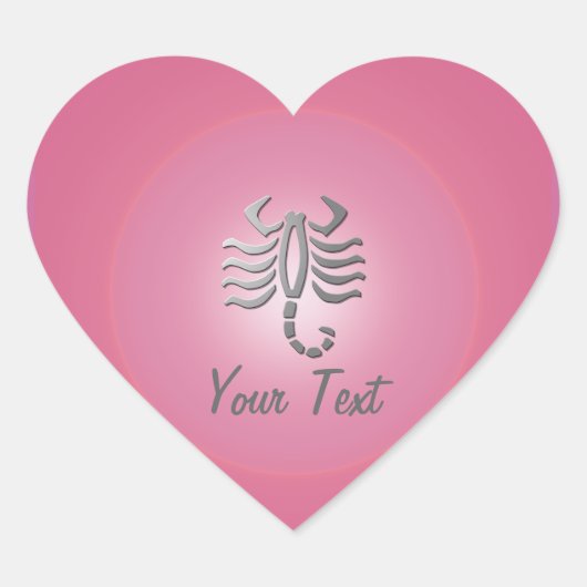 さそり座の星印ピンクのハート ハートシール (正面)