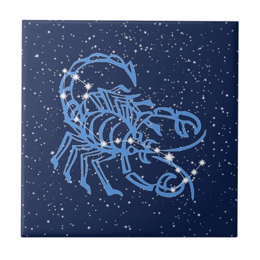 さそり座の星座と星と太陽星座 タイル (正面)