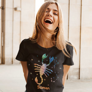 さそり座の星座 占星術 水彩画 ギャラクシー Tシャツ