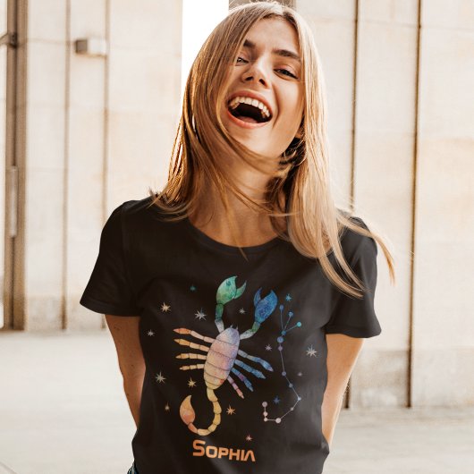 さそり座の星座 占星術 水彩画 ギャラクシー Tシャツ