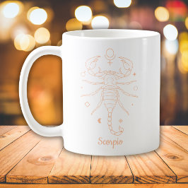 さそり座の線画アート ホワイトピーチ コーヒーマグカップ