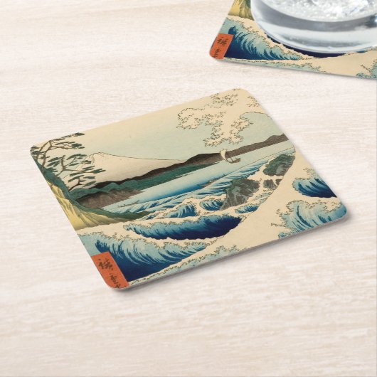 さた日本の広重アートの海 スクエアペーパーコースター (アングル)