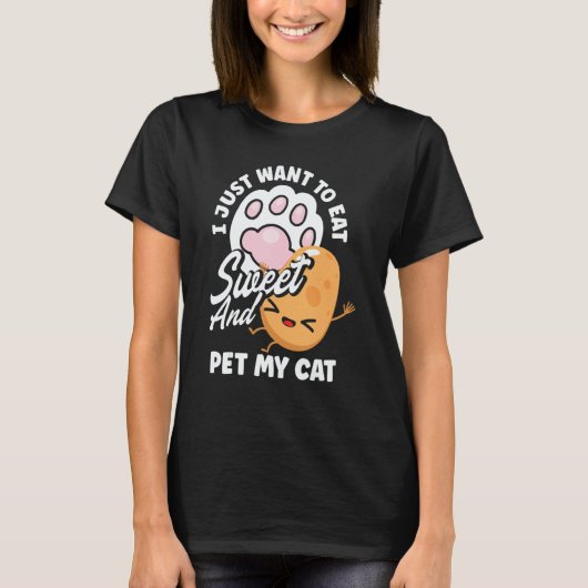 さつまいも野菜ネコの飼い主 Tシャツ (正面)