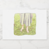 さなごれじ  春の広い緑の草原に素足で立つワンピースの女性の足元 スパークリングワインラベル (シングルラベル)