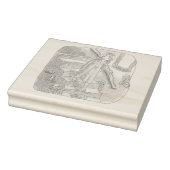 さなさにじ  薄暗い水色の下り階段を手すりを持ってゆっくり歩いているワンピースの女性のイラスト ラバースタンプ (スタンプ)