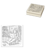 さなさむじ カーテンと炬燵のあるお部屋で素足で座ってノートパソコンを眺める女性のイラスト ラバースタンプ (押印)