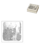 さなやにじ  薄明るい水色のお部屋の本棚のそばで座る素足の女性のイラスト ラバースタンプ (押印)