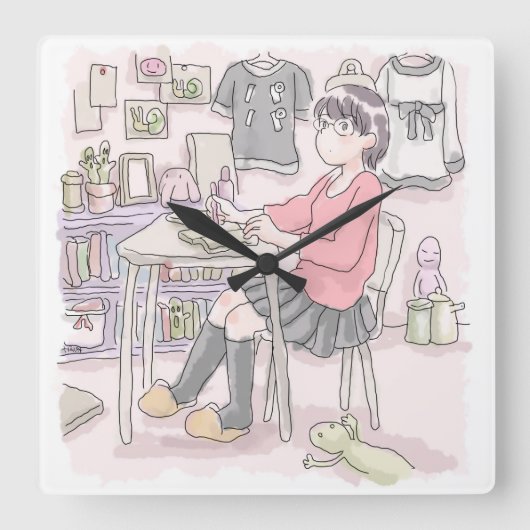 さにごくじ スクエア壁時計 (正面)