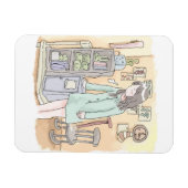 さにしむじ  お部屋で手をついてため息をつく女性のイラスト マグネット (横)