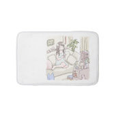 さににいじ　ソファの上で足を投げ出して考える女性のイラスト バスマット (正面)