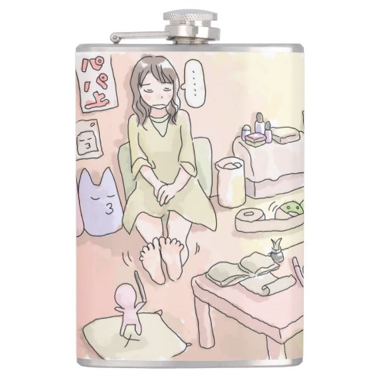 さにれさじ　淡いお部屋と足の裏 フラスク (正面)