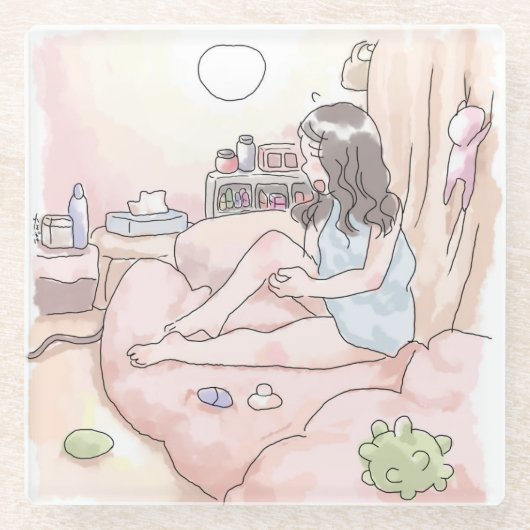 さにれにじ　　リラックス ガラスコースター (正面)
