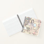 さにれやじ　　ちゃぶ台と雑貨棚のあるお部屋のソファに素足で腰掛ける女性のイラスト ノートブック (内部)