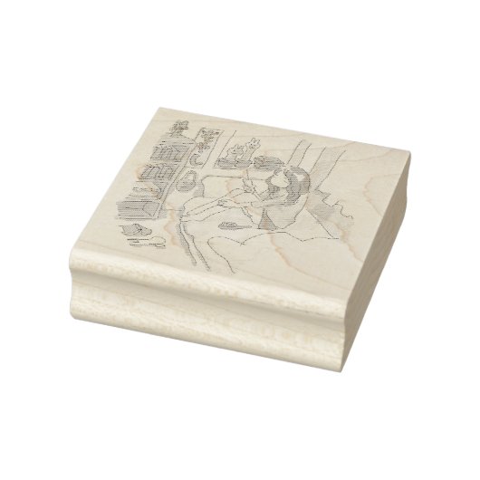 さにれれじ　水色の寝室でベッドに腰掛けてしょんぼりしている女性 ラバースタンプ (スタンプ)