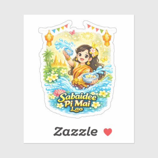さばいでぃ ピーマイ – かわいいラオスの女の子 水祭り シー シール (シート)